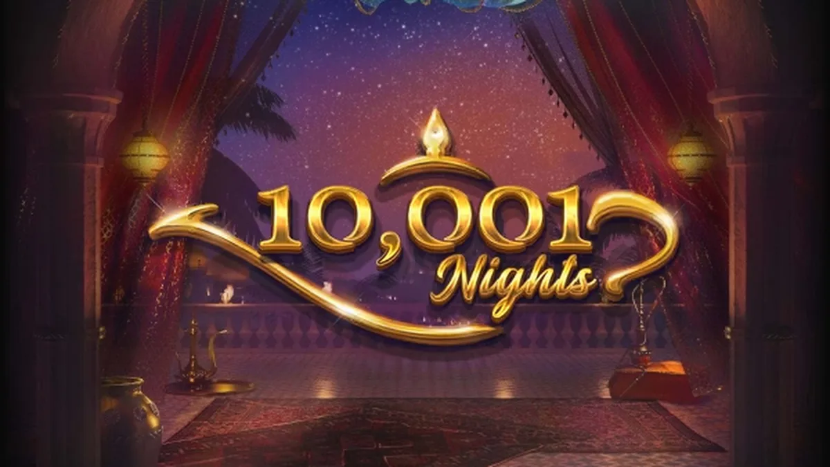 Cenário temático do slot 10,001 Nights com elementos árabes e dourados